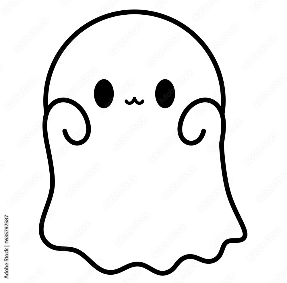 Cute kawaii ghost halloween cartoon outline icon Cute kawaii ghost halloween cartoon outline icon