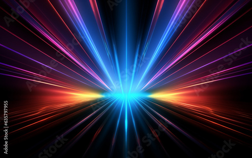 Rays of neon light in the dark