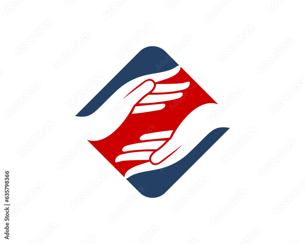 Obraz premium Hand care silhouette inside the square logo