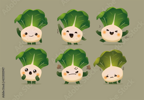 set of food vegetables mascot character set	