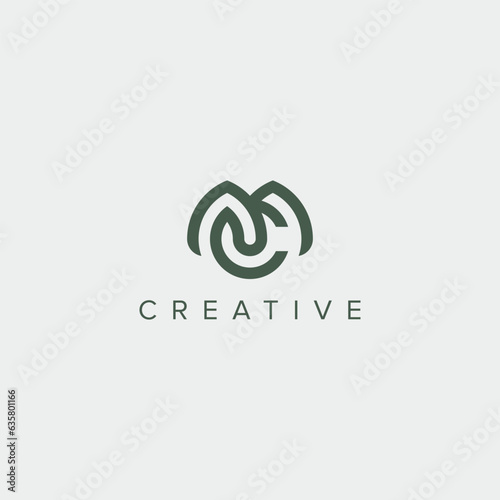 Modern minimal letter MC CM logo design template - vector
