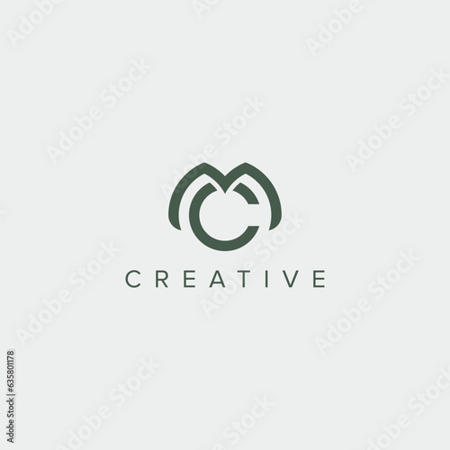 Modern minimal letter MC CM logo design template - vector