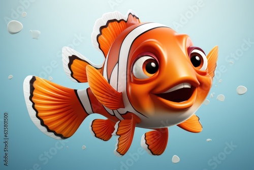 Illustration of orange and white clown fish