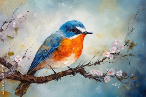 Bird oil painting. Generate Ai