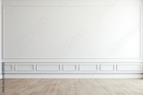 A white baseboard with copy space in an empty room.