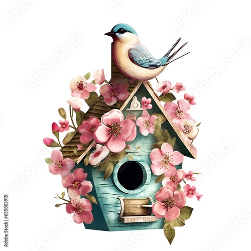 Cute watercolor birdhause © Store4FUN
