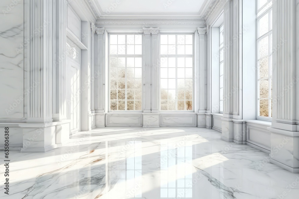 Marble white room space. Generate Ai Marble white room space. Generate Ai