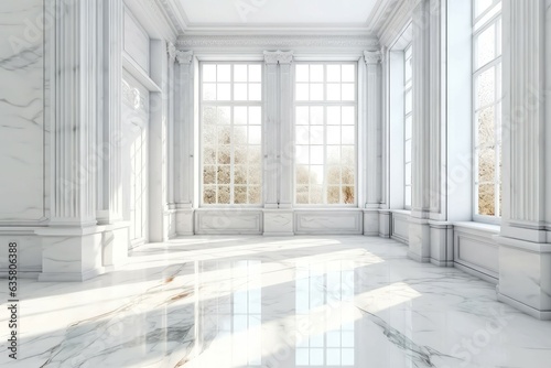 Marble white room space. Generate Ai