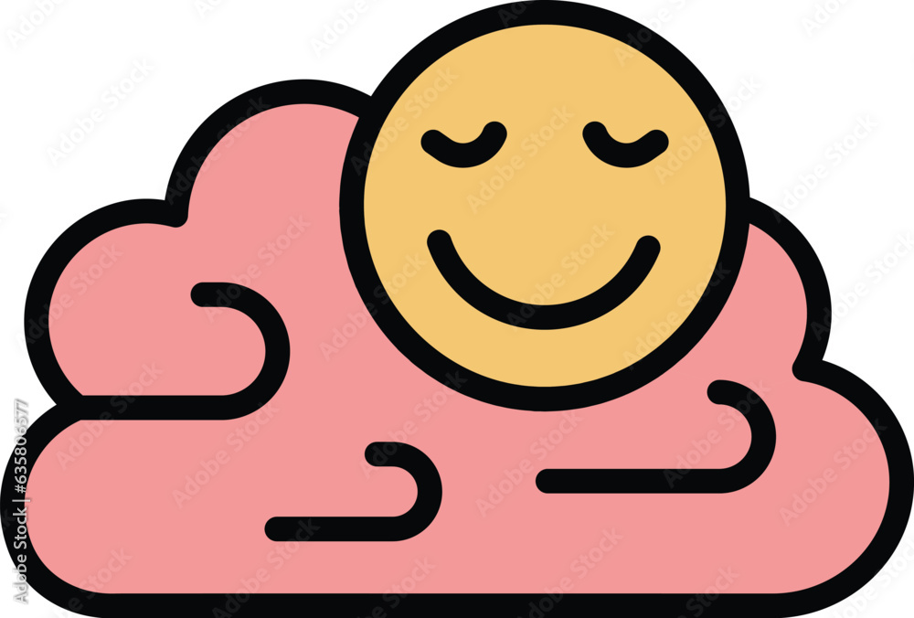 Healthy emoji icon outline vector. Mind training. Emotion creative color flat Healthy emoji icon outline vector. Mind training. Emotion creative color flat