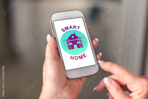 Smart home concept on a smartphone