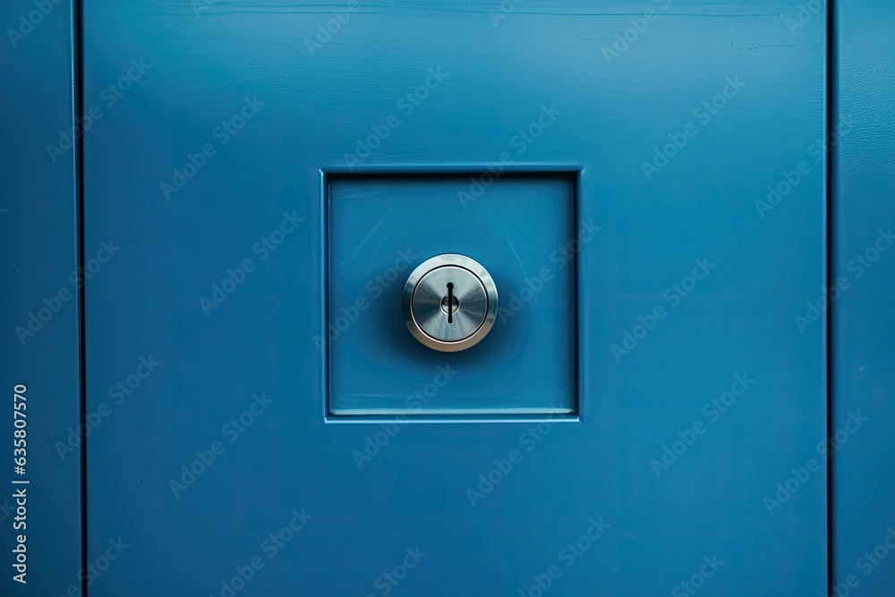 Close up of modern apartment door in blue with handle. Close up of modern apartment door in blue with handle.