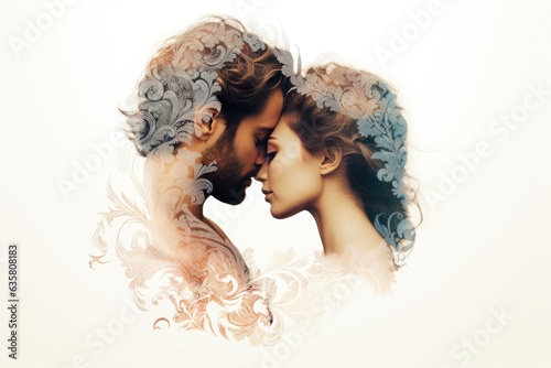 A romantic portrait of a couple embracing each other. A fictional character Created By Generated AI.