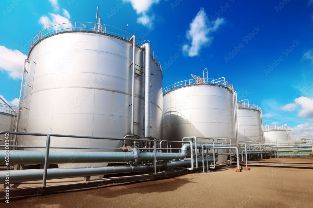 Steel tanks factory. Generate ai Steel tanks factory. Generate ai