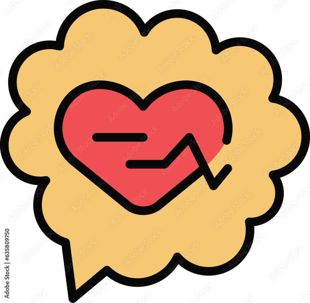 Emotional chat icon outline vector. Mental brain. Mind health color flat Emotional chat icon outline vector. Mental brain. Mind health color flat