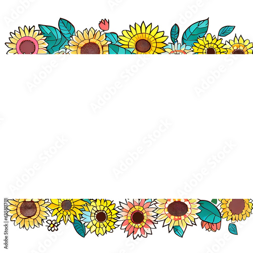 Isolated sunflower borders for elegant invitations and greatings card photo