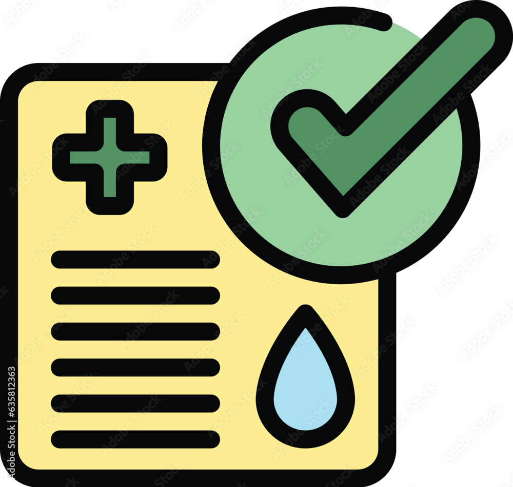 Fototapeta premium Approved passport icon outline vector. Covid vaccine. Pass travel color flat