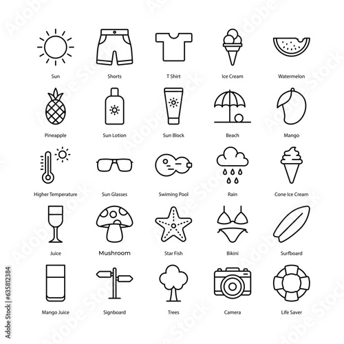 summer related icon set