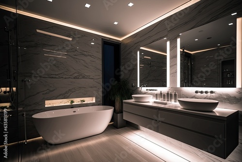 bathroom with LED lighting