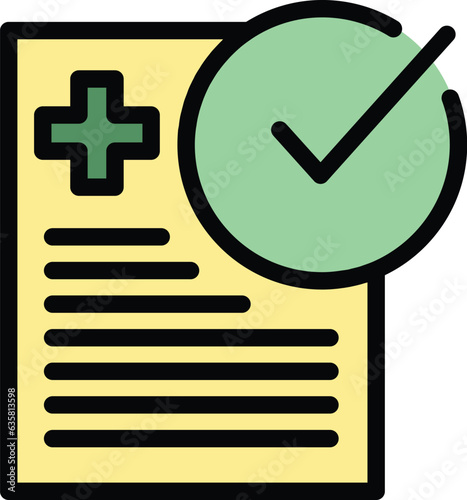 Approved pass icon outline vector. Vaccine covid. Passport health color flat