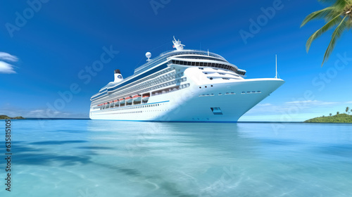 Large cruise ship at sea, Passenger cruise ship vessel.