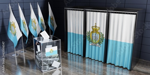 San Marino - voting booths and ballot box - election concept - 3D illustration © PX Media