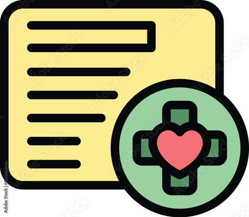 Digital medical pass icon outline vector. Vaccine health. Passport covid color flat