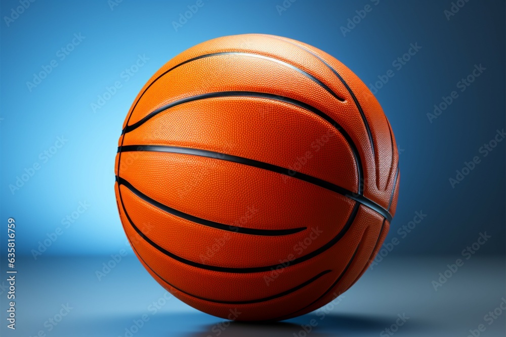 Isolated basketball on blue backdrop, offering room for personalized content Generative AI