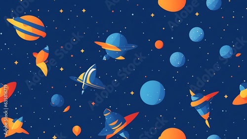 Seamless pattern of planets and stars