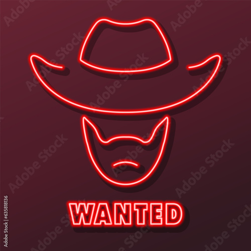 cowboy neon sign, modern glowing banner design, colorful modern design trends on black background. Vector illustration.