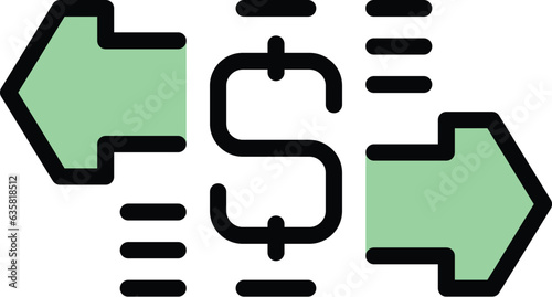 Convert money icon outline vector. Revenue. Profit finance color flat