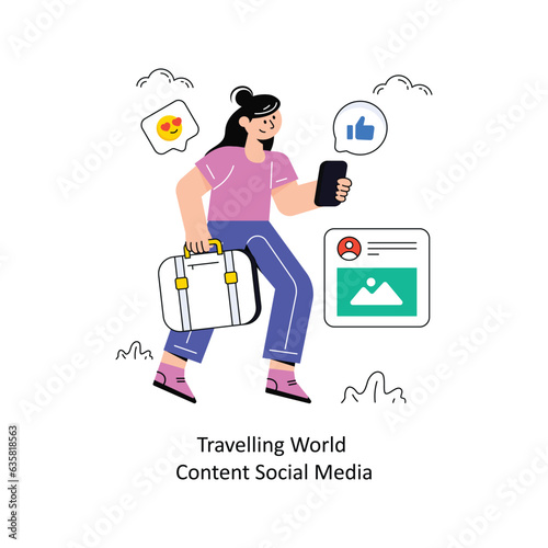 Travelling World Content Social Media Flat Style Design Vector illustration. Stock illustration