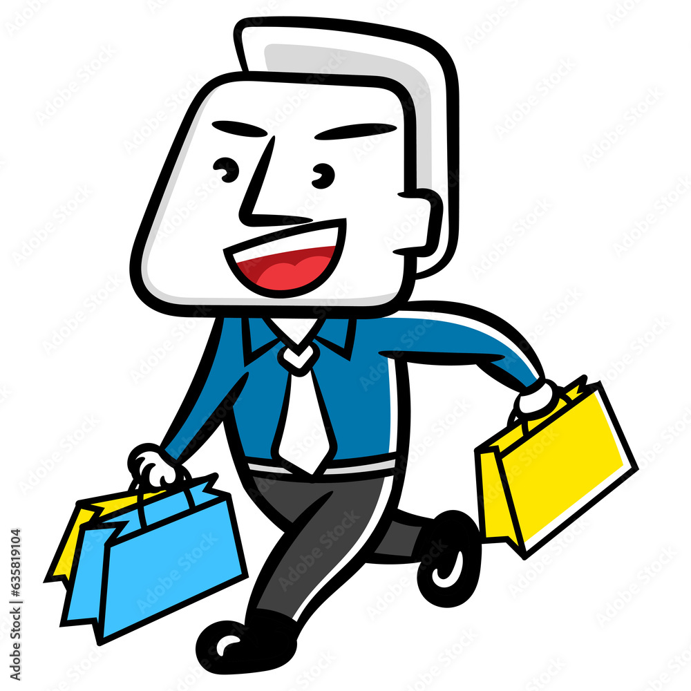 I love shopping business man cartoon gesture I love shopping business man cartoon gesture