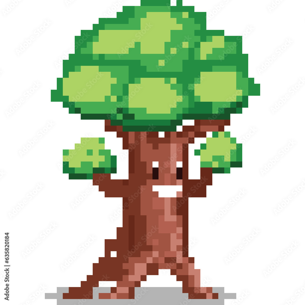 Pixel art tree monster character 