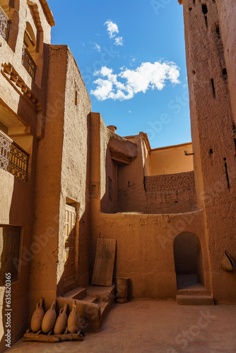 Morocco. Skoura. Kasba Amridil. 19th century, built for M'hamed Ben Brahim Nasiri. Inside main kasbah residence, Skoura, Ouarzazate Province