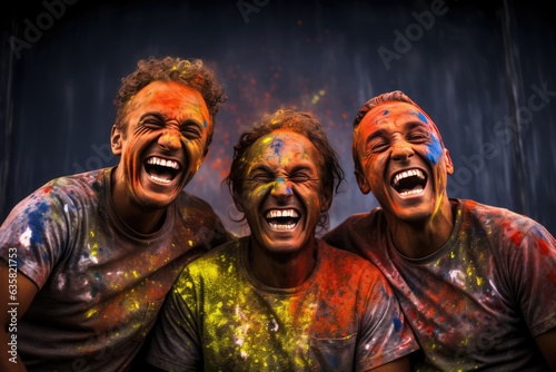 Three Men Having a Ball with Paint. A fictional character Created By Generated AI.