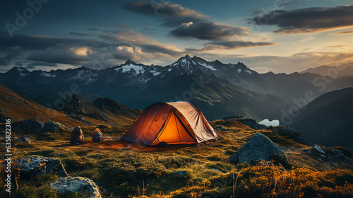 Tent in the nature. Generative Ai