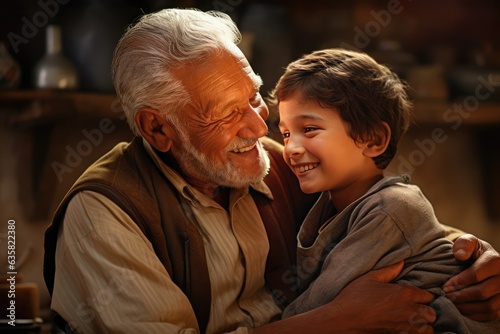An Old Man and a Little Boy Share a Heartfelt Moment. A fictional character Created By Generated AI.