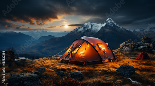 Tent in the nature. Generative Ai