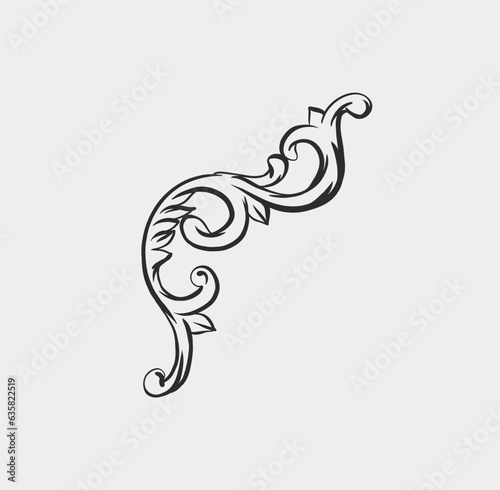 Hand drawn vector abstract outline,graphic,line vintage baroque ornament floral frame border in minimalistic modern style.Baroque floral vintage outline design concept.Vector antique frame isolated.