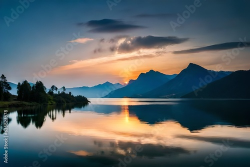 sunset over the lake © sehar