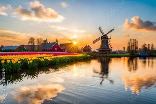windmill at sunset