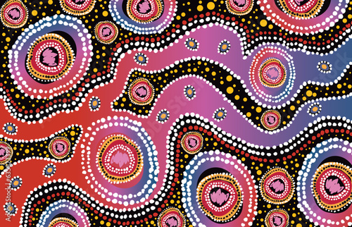 A vector background featuring Aboriginal dot design