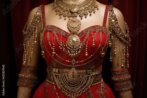 Elegant Indian woman adorned with traditional jewelry and ornaments. A fictional character Created By Generated AI.