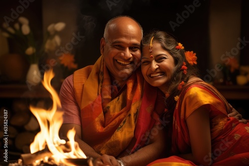 The Happy Couple - A Yoga Fire Ceremony. A fictional character Created By Generated AI.