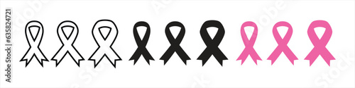 Awareness ribbon icon set. Awareness ribbon sign and symbol. Mourning and melanoma support symbol.  Vector illustration. photo