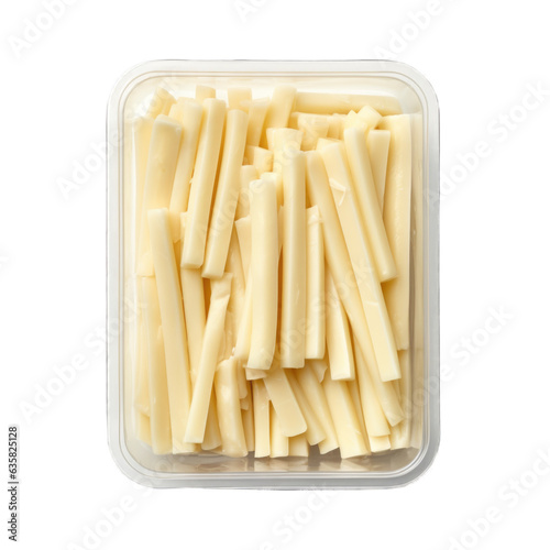 String cheese in a lunchbox top view isolated on transparent background. Generative AI