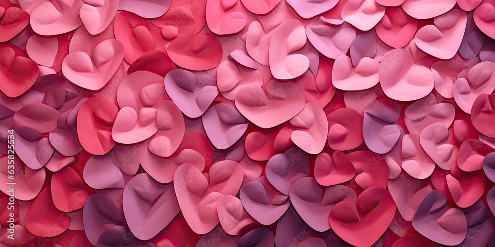 Heartcore Brilliance in Thick Impasto Background - Pink and Red Hearts Illustrated for a Realistic and Detailed Wallpaper Experience - Hearts Backdrop created with Generative AI Technology