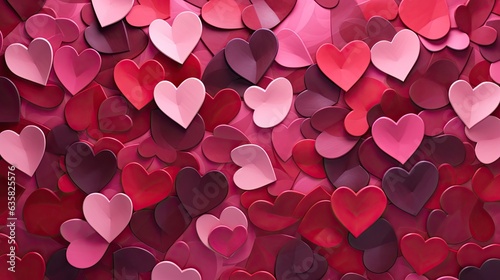 Heartcore Brilliance in Thick Impasto Background - Pink and Red Hearts Illustrated for a Realistic and Detailed Wallpaper Experience - Hearts Backdrop created with Generative AI Technology