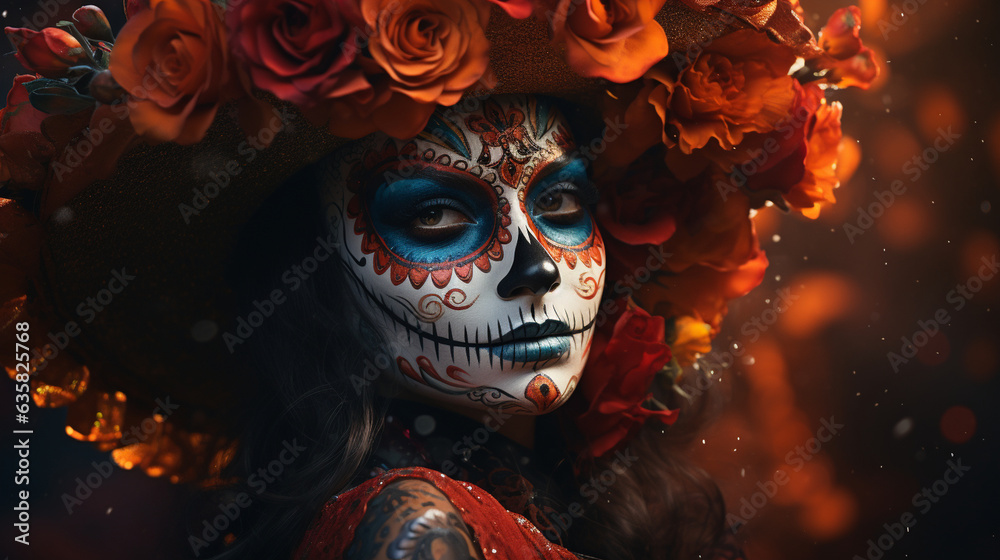 An artistic portrayal of La Catrina, an iconic figure associated with ...