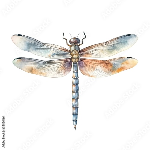 dragonfly isolated on white background Watercolor illustration